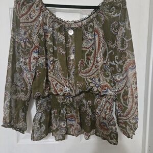 Paisley Print Off-Shoulder Top